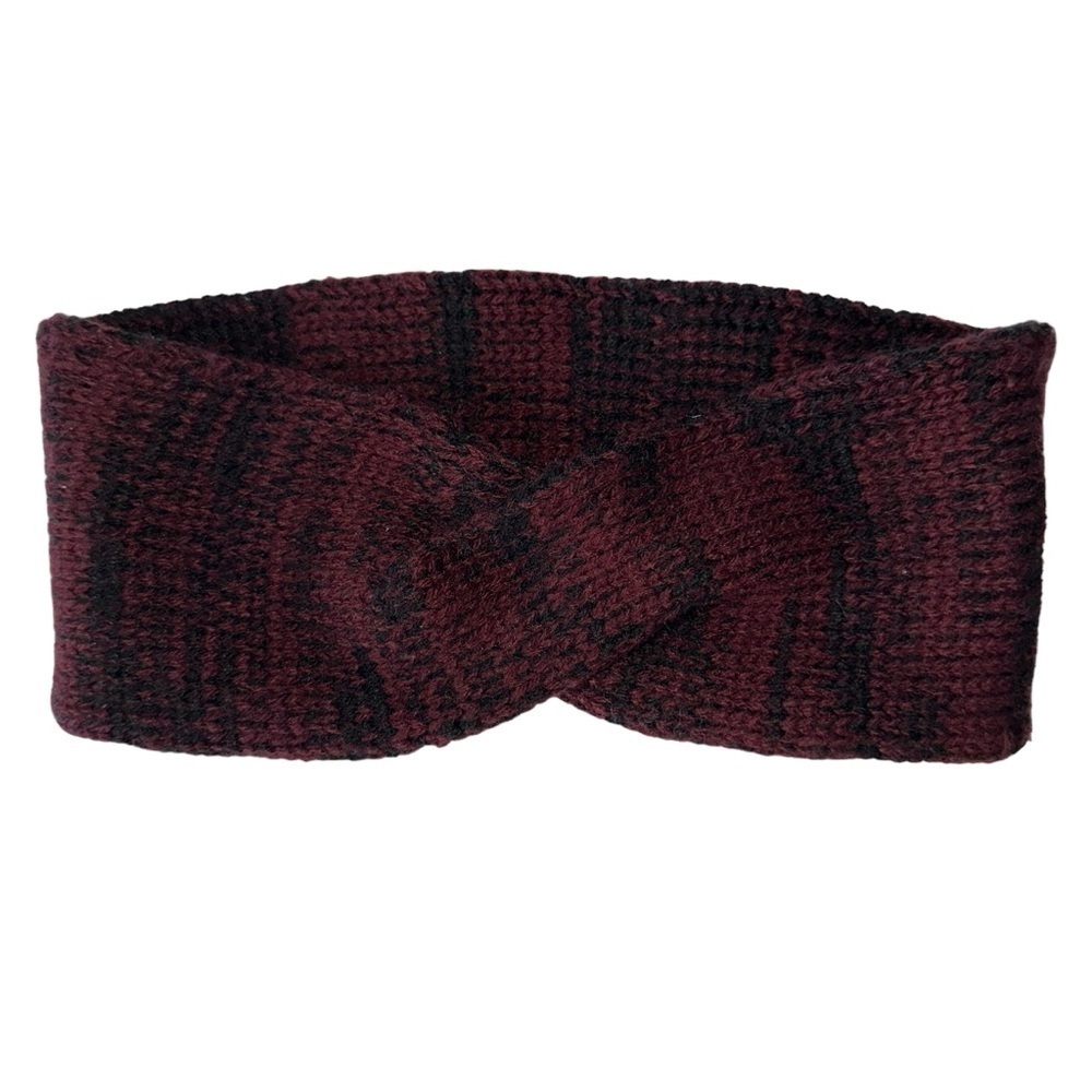 KNITTED MAROON AND BLACK INFINITY SCARF FOR YOUR HEAD BY MADE FOR EACH OTHER O/S